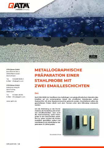METALLOGRAPHISCHE PRÄPARATION EINER  STAHLPROBE MIT  ZWEI EMAILLESCHICHTEN