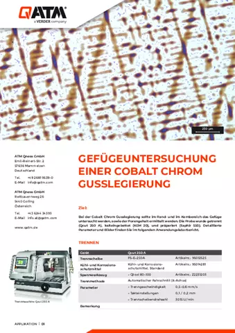 Gefügeuntersuchung einer Cobalt Chrom Gusslegierung