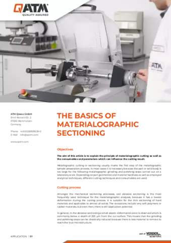The Basics of Materialographic Sectioning