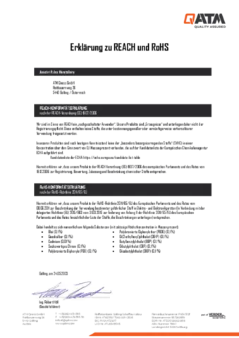 QATM AT REACH / RoHS Konformitätserklärung