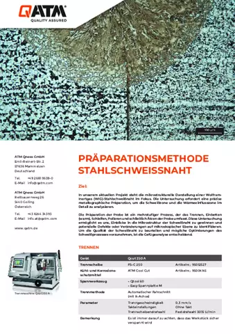 Preparationsmethode Stahlschweissnaht