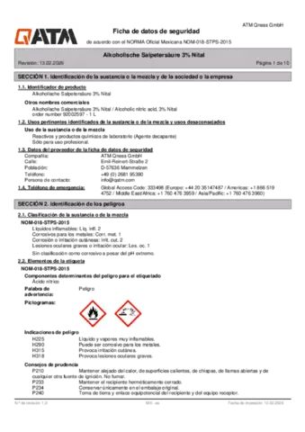 Alkoholische Salpetersäure 3% Nital / Alcoholic nitric acid, 3% Nital