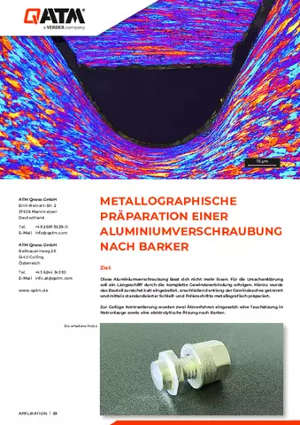Metallographische Präparation einer Aluminiumverschraubung nach Barker