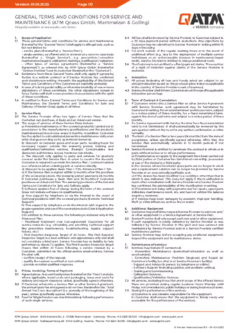 General Terms and Conditions for Service & Maintenance