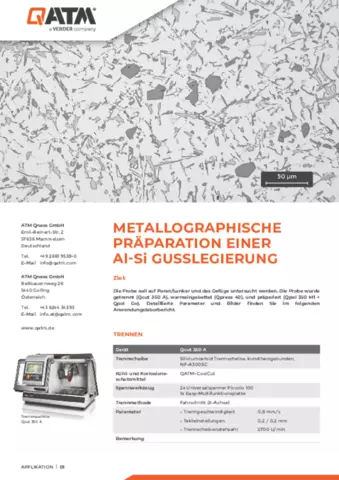 Metallographische Präparation ener AL-Si Gusslegierung