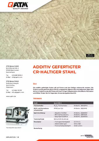 Präparation: Additiv gefertigter CR-haltiger Stahl