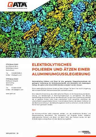 Elektrolytisches Polieren und Ätzen einer Aluminiumgusslegierung